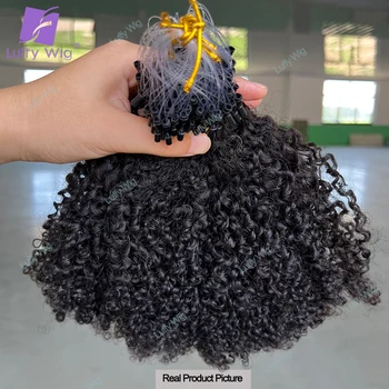 Micro Loop Human Hair Extensions 3c 4a Afro Kinky Curly Real Brazilian Remy MicroLinks Hair Bundles Links For Black Women luffy 1