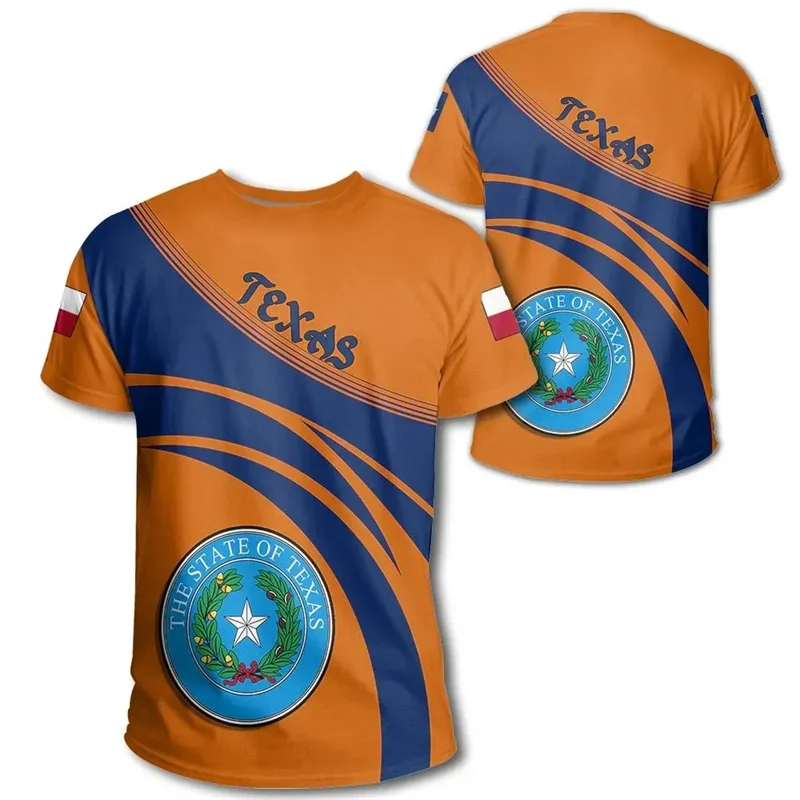 

Texas State Flag Graphic T Shirt For Men Clothing 3D Printed USA US Flag T-shirt Fashion Streetwear Casual Women Tops Tee Shirts