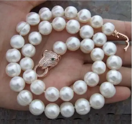 NEW HUGE 10-11MM NATURAL SOUTH SEA WHITE PEARL NECKLACE 18INCH