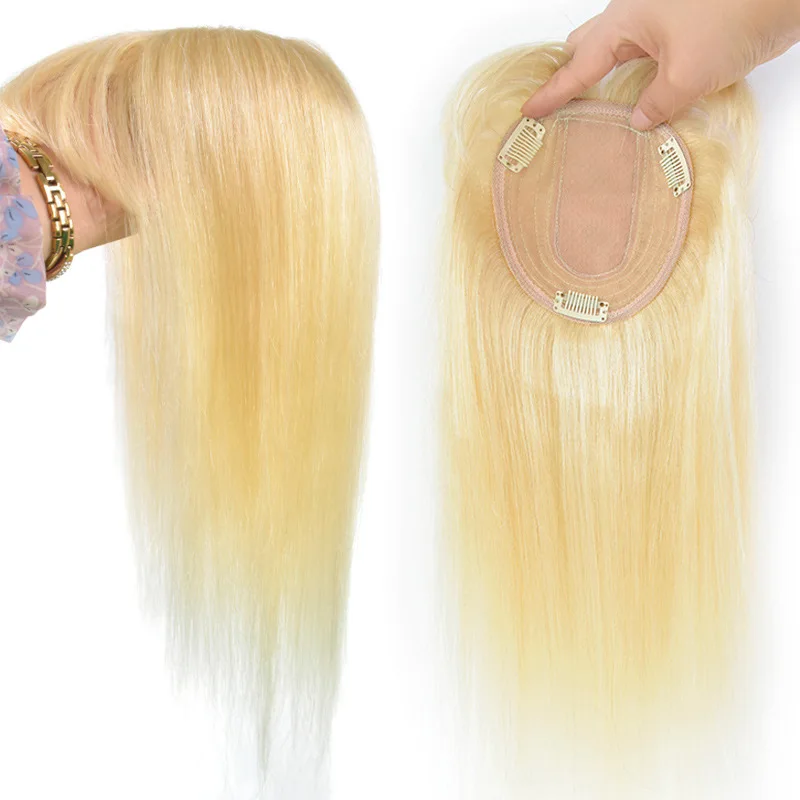 Human Hair Toppers With Bangs For Women Clip In Hairpieces Cover Grey Mild Hair Loss
