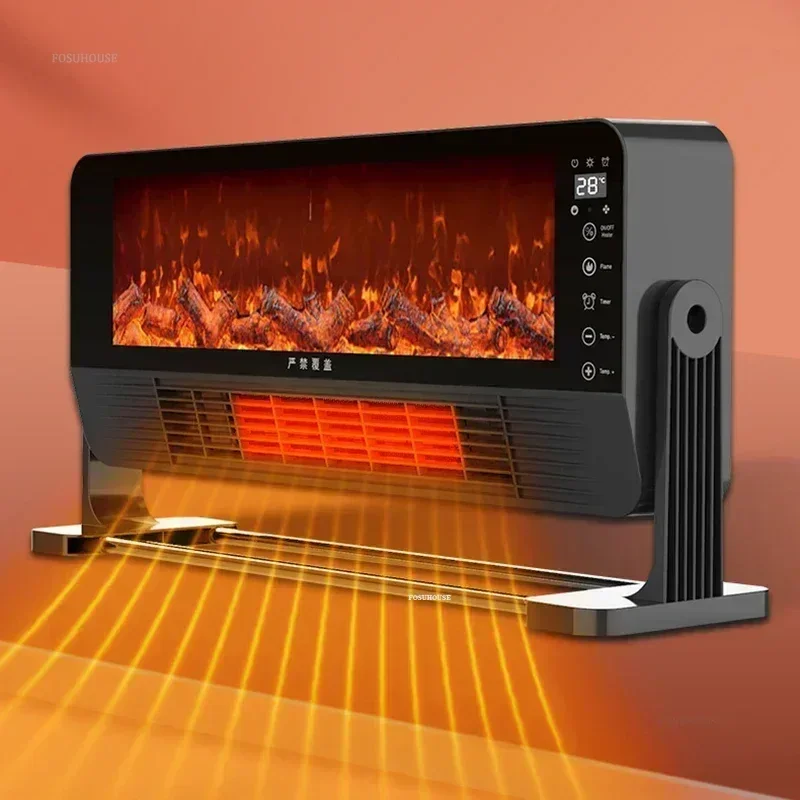 Modern Fireplace Heater Warm Fan Floor Wall-Mounted Simulation Flame Remote Control Electric Fireplace Desktop Blowing Heat