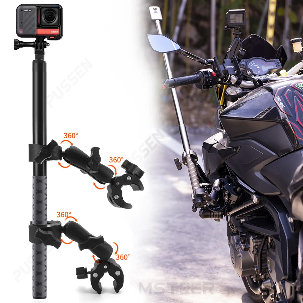 Tuyu Motorcycle Bike Invisible Selfie Stick Monopod Handlebar Mount Bracket For Gopro Max 10 Dji