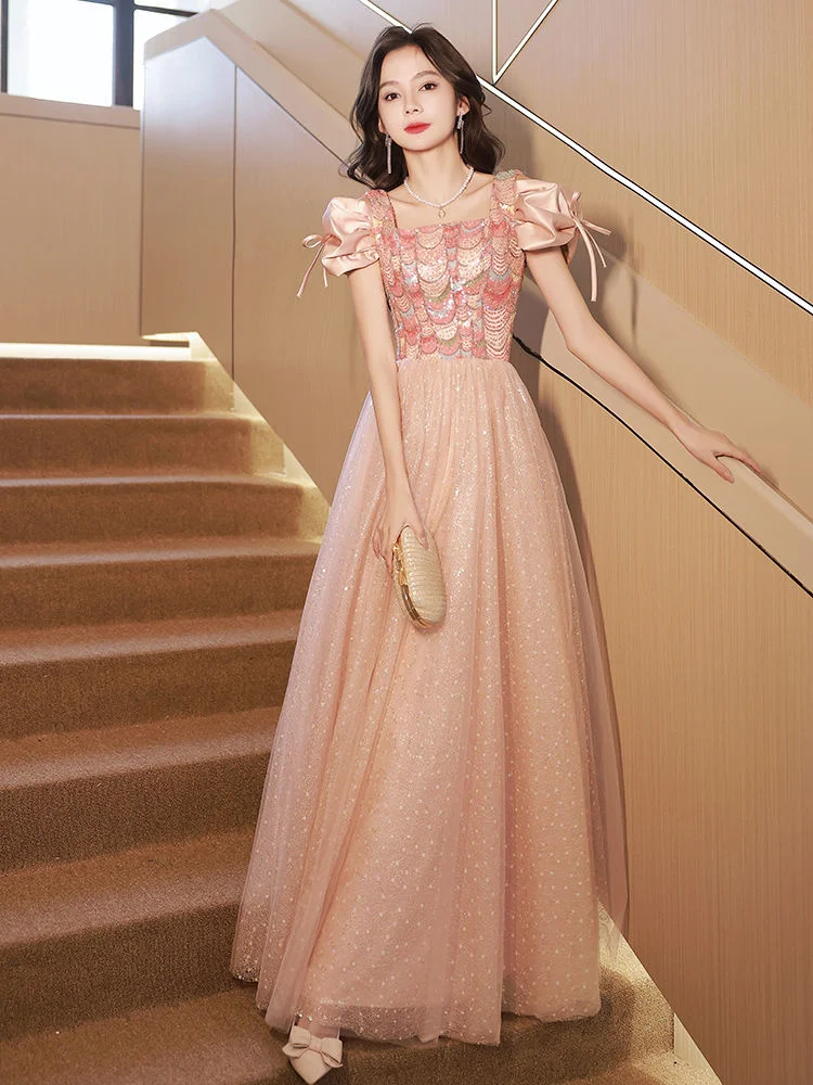Pink Evening Gown New Summer Annual French Princess Long Dresses For Women 90s Vintage Elegant Chic Gift Fairy Party Dress