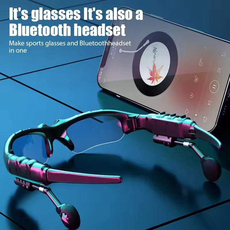 Stereo Earphones Wireless Headset with Mic Glasses Sunglasses for Driving Cycling Sports Noise Reduction Headphones 2