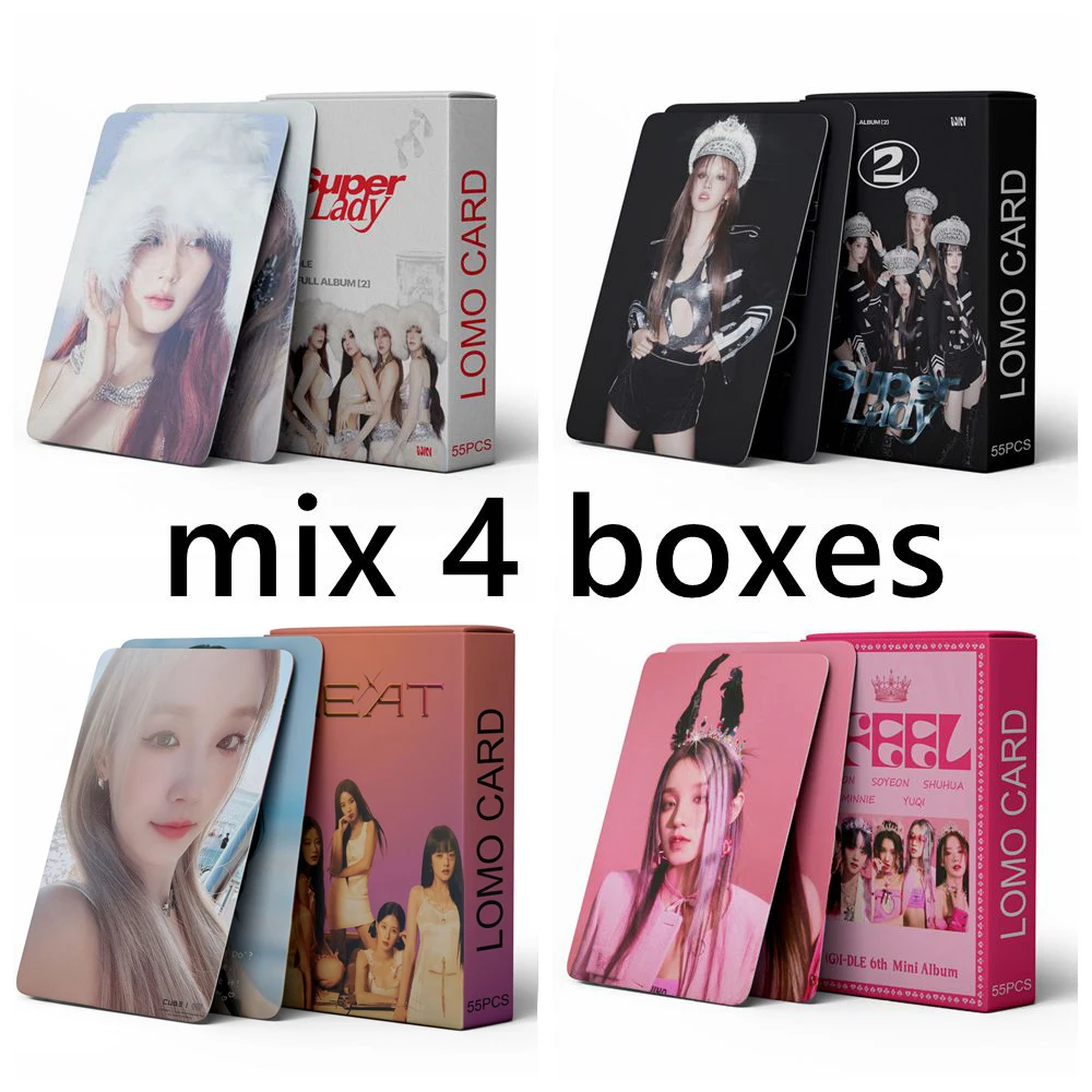 

4 Boxes Kpop Gidle Lomo Cards Super Lady I Feel Album Cards WORLD TOUR Photocard New Album Photo Print Cards Set Fans Collection