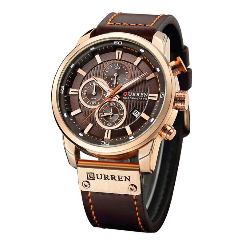 CURREN Quartz Watches For Men's Top Luxury Fashion Clock Chronograph Calendar Luminous Waterproof Sports Leather Wristwatch 8291