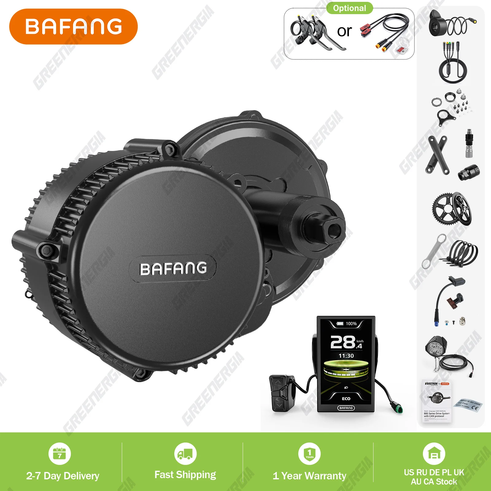 36V500W Bafang Mid Drive Motor 68-73mm BBS DIY Mountain E-Bike Conversion Kits