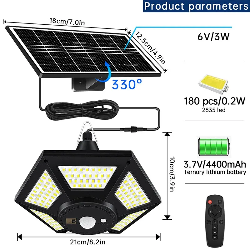 Solar Shed Light: Outdoor & Indoor Waterproof Pendant with Motion Sensor & Timer for Garden, Patio, Gazebo, and Coop