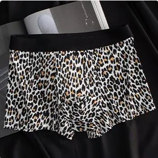 Ice Silk Men's Briefs Breathable Comfortable Leopard Print Sexy Fashionable Four Corner Shorts Home Direct Supply