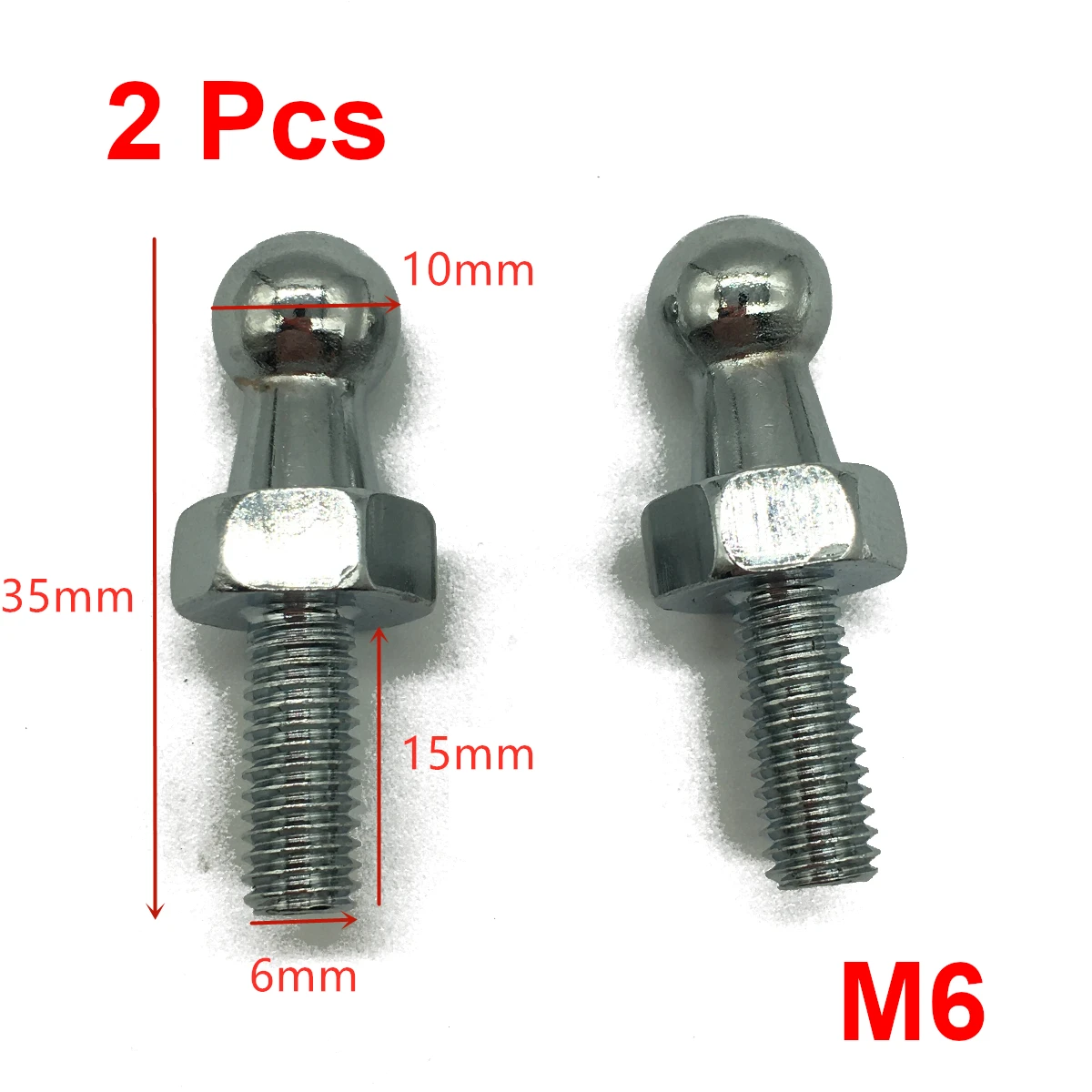 2x10mm BALL STEHBOLZEN M8 für Gas Streben Ball Enden Bolzen