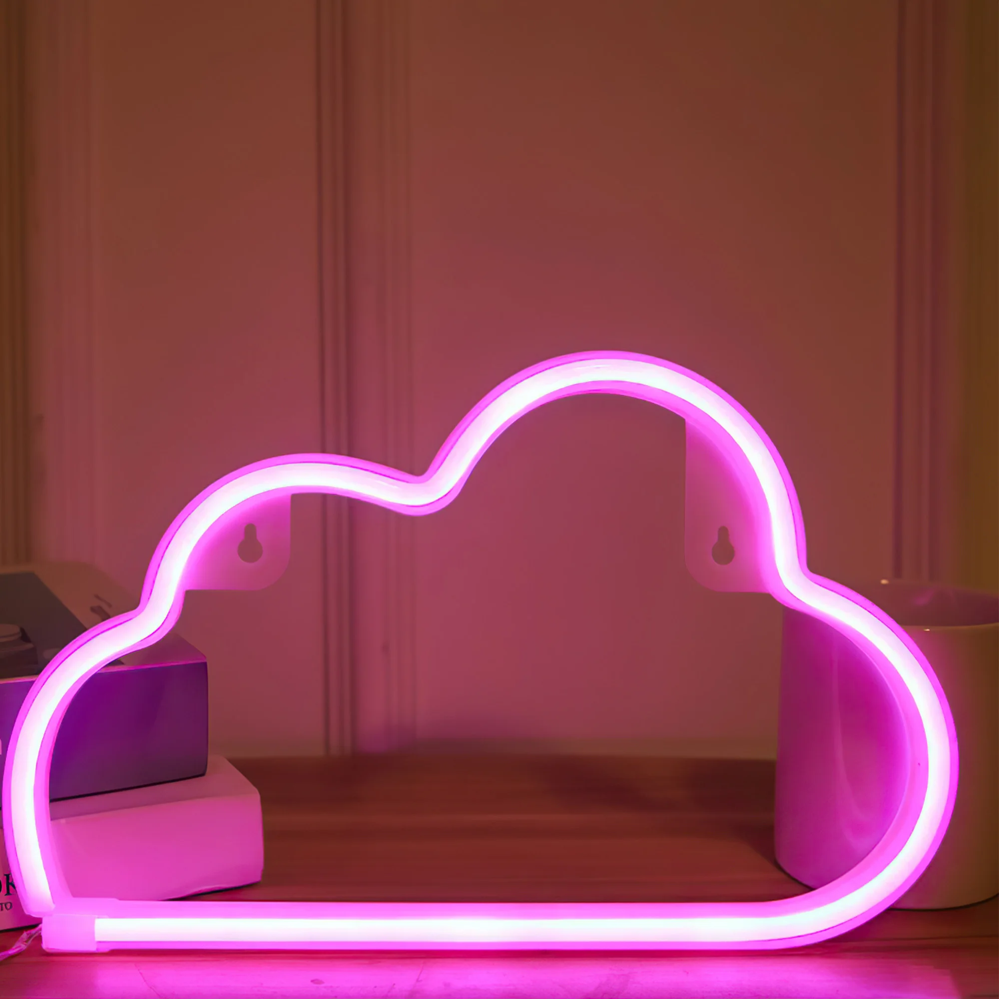 

1Pcs Cloud Neon Signs, LED Pink Cloud Neon Light for Wall Decor, Battery or USB Powered Lip Shaped Neon Sign for Bedroom Aesthet