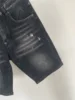 Spring and Summer 2025 New Jeans Trendy Men's Washed Grinding Patch Paint Slim-fit Micro-elastic Denim Shorts for Men 3