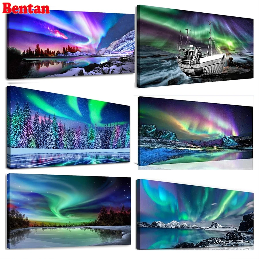 AuroraBorealis5DDiamondPaintingFantasySnowLandscapeDiamond
