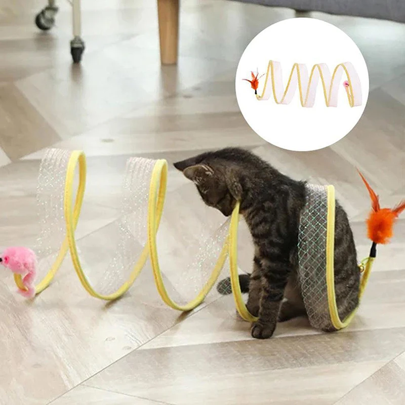 

Cat Pets Toys Mouse Shape Plume Foldable Cat Kitten Play Tunnel Funny Cat Toys Deep-sea Tunnel Simulation Cat Accessories