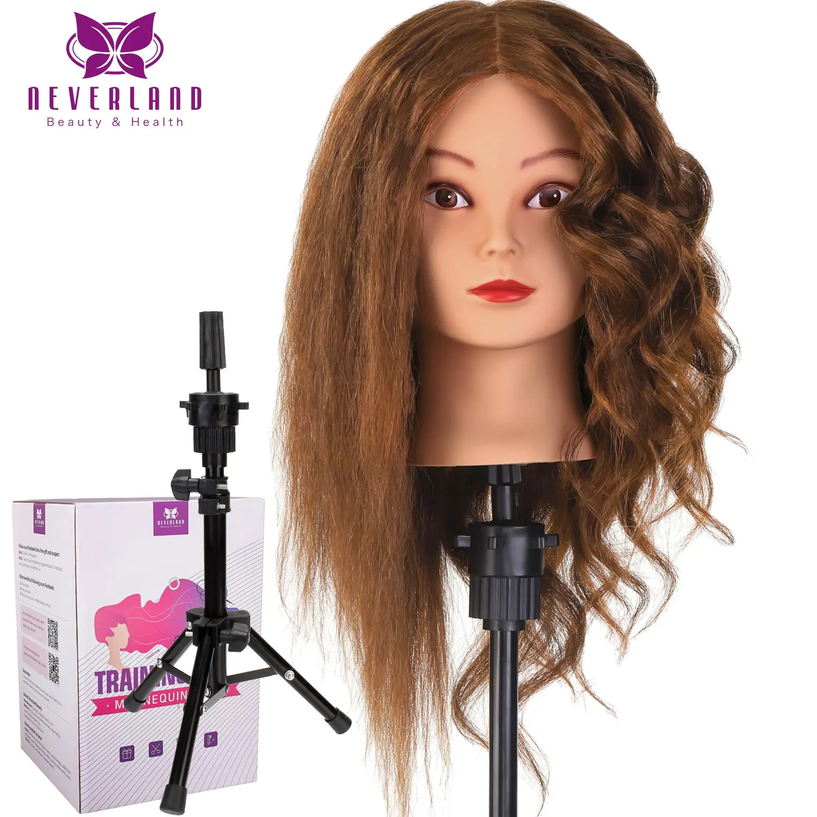 80% Real Hair Practice Curling Straighten Hairdressing Training Head  Hairstyle Doll With Shoulder Braiding Mannequin Head Brown - AliExpress