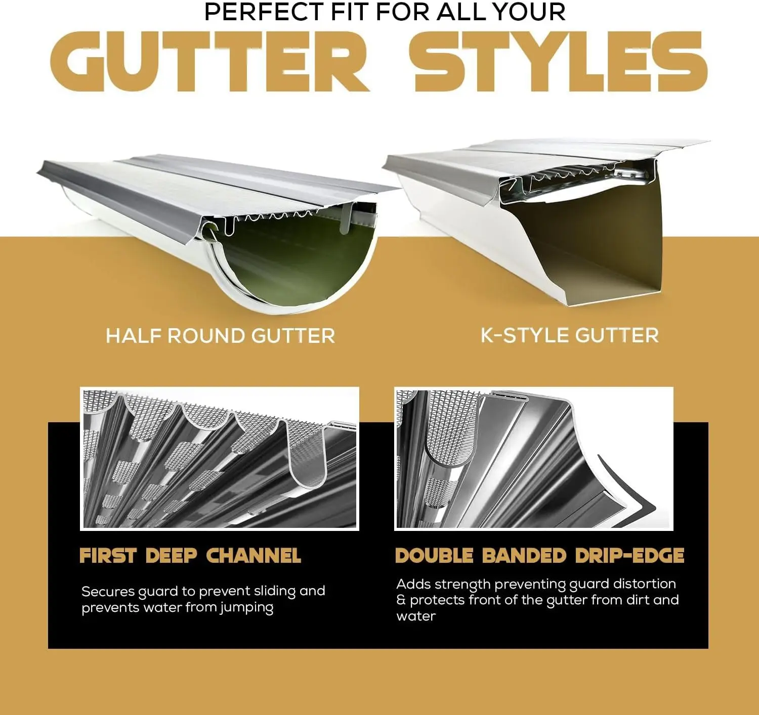 Micromesh 6 inch Gutter Guards Leaf Protection 50 Feet Royal Brown Stainless Steel Mesh Aluminum Gutter Covers