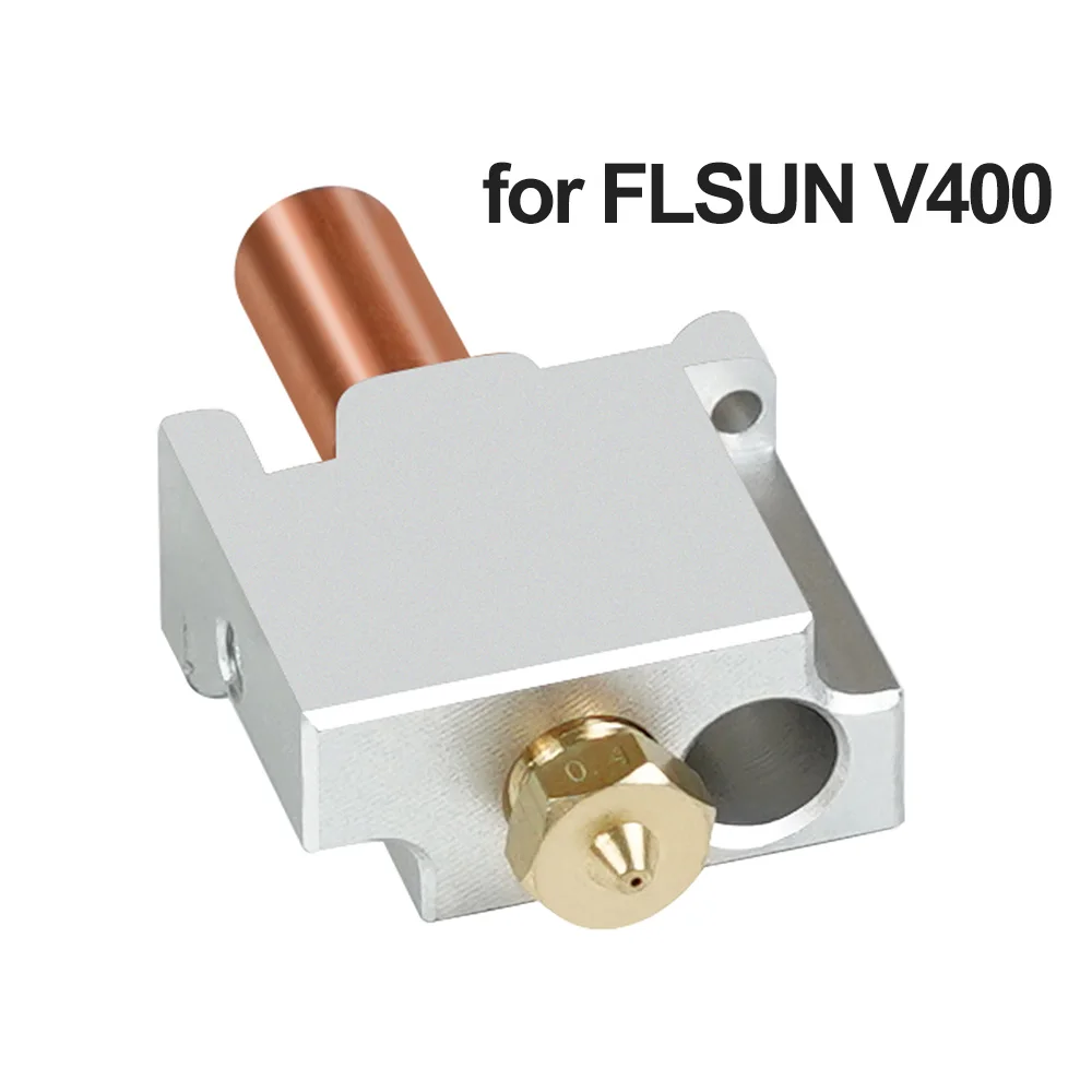 Original FLSUN V400 Hotend Aluminum Block V6 Module Extruder 3D Printer Parts Brass Nozzle Throat Heat Block Printing Head Part original flsun v400 hotend aluminum block v6 module extruder 3d printer parts brass nozzle throat heat block printing head part