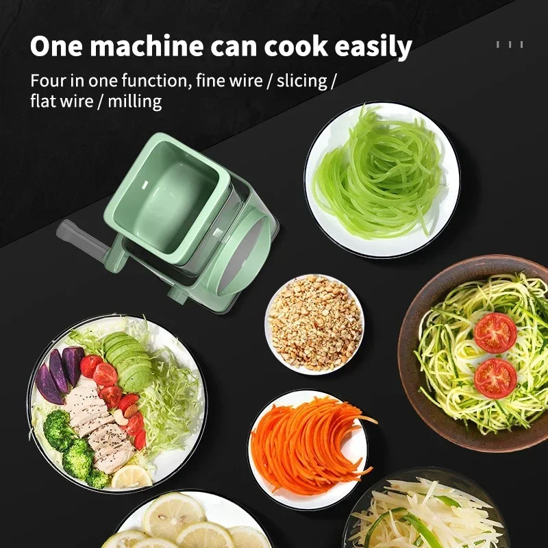Kitchen Vegetable Chopper with 3 Sharp Drums Machine Rotary Hand Cranked Shredder Vegetable Cheese Slicer Household Kitchen Tool