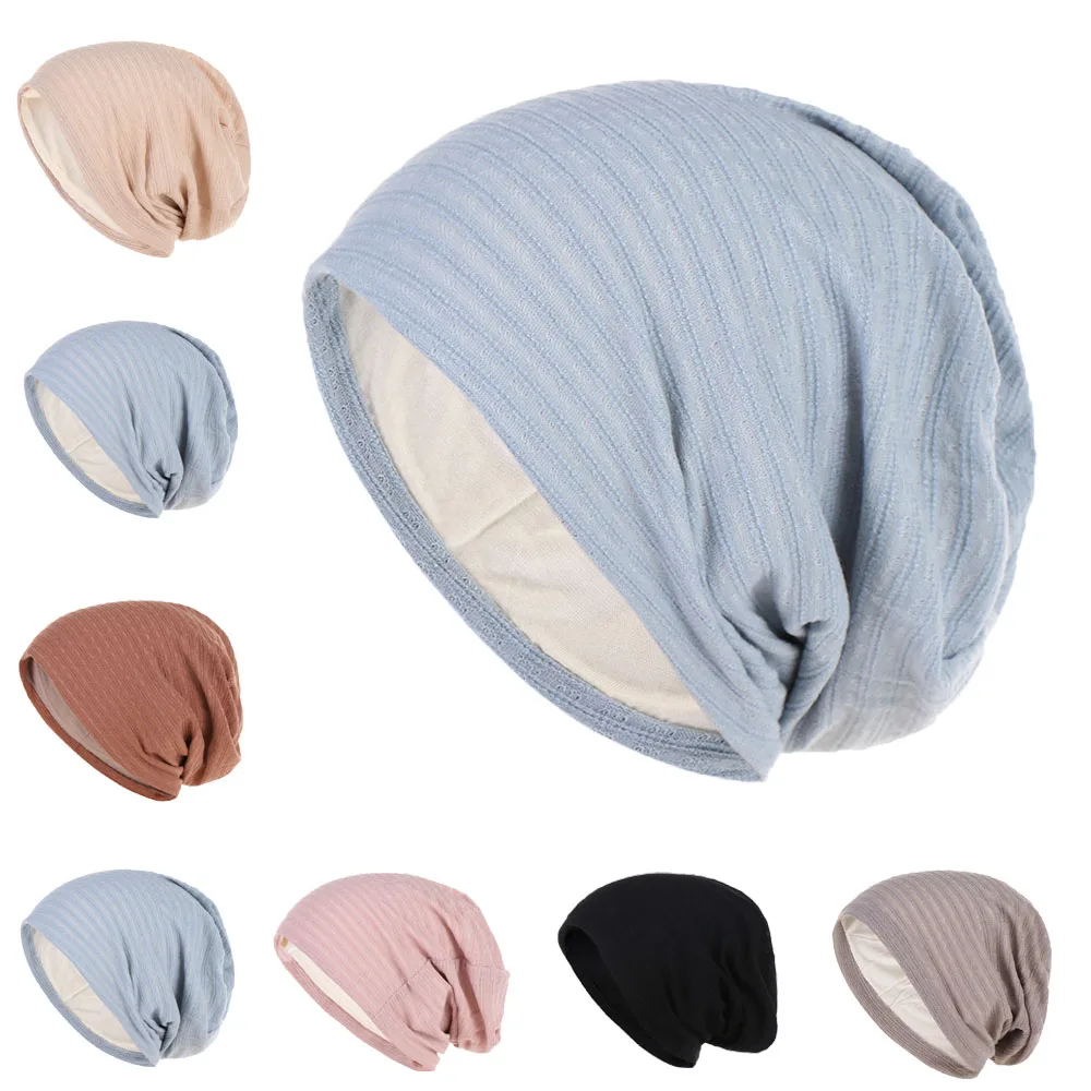 

Women Plain Ribbed Beanies Hat Autumn Winter Warmer Knitted Hats Ladies Stretch Slouchy Striped Baggy Skullies Cap Casual Bonnet