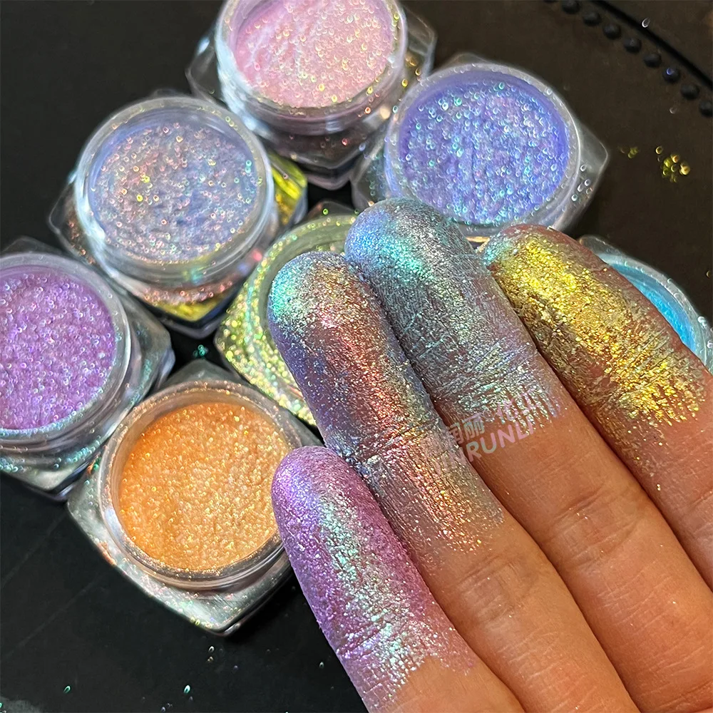 10G/Jar Multi Color Unicorn Opal Nail Glitter Powder Aurora Loose Eye Shadow Pigment Chrome Powder Crystal Opal Flakes Glitter