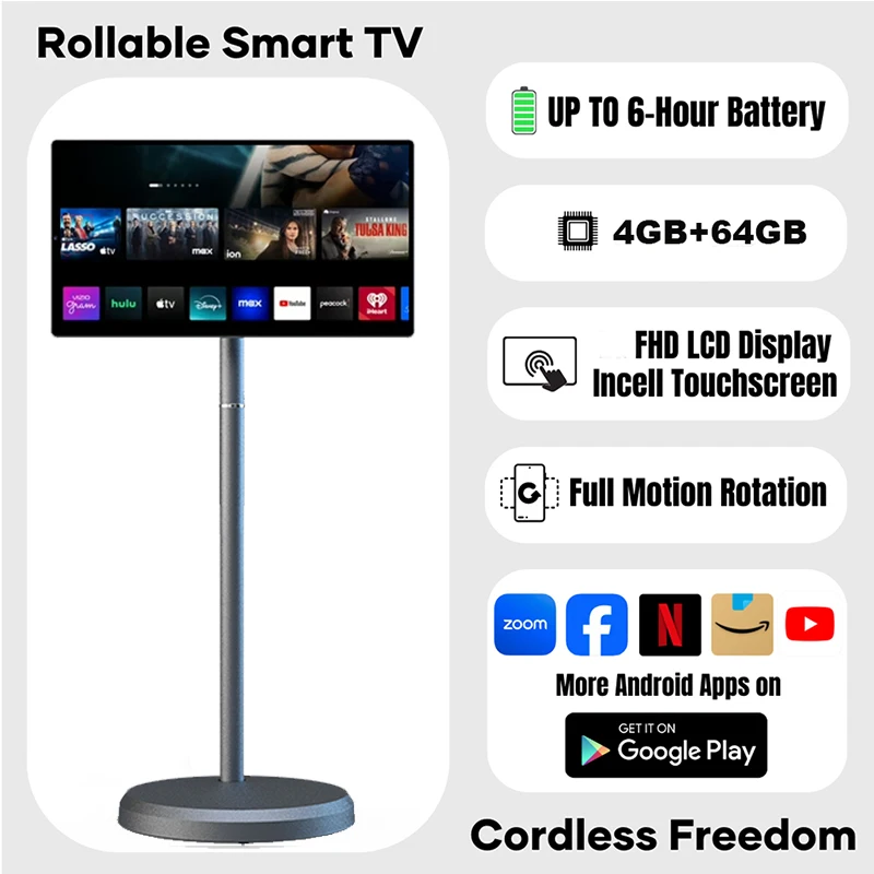21.5 Inch Touch Display Portable Smart Touch Screen Mobile Tv Rotate Ips Screen Standing Android Tv Smart Televisor TV for Work