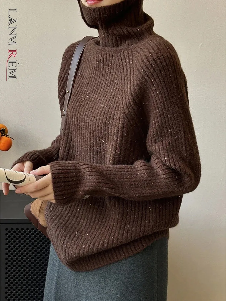 

[LANMREM] Solid Turtleneck Knitting Pullover Sweater For Women Long Sleeve Bottoming Warm Tops Female 2023 Winter New 26D7313