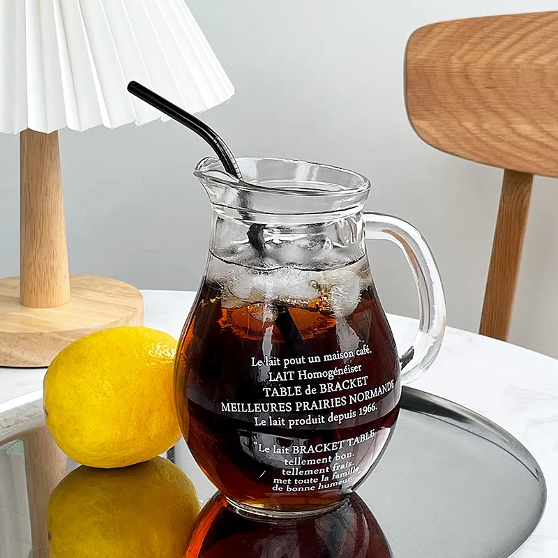 

500ml Letter Glass Mug With Handle Coffee Cup Large Capacity Couple Cups For Breakfast Milk Tea Juice Cold Drinkware