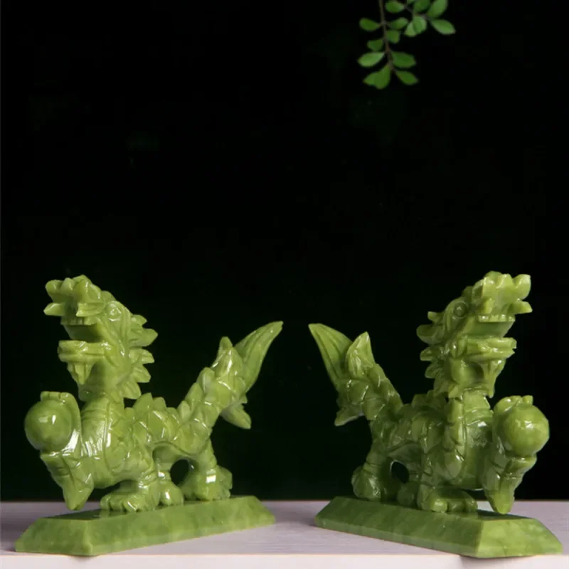 Chinese Zodiac Dragon Natural Jade Ornaments High-end Crafts Home Living Room Desktop Feng Shui Decorations Countertop Decor