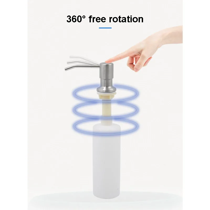 Kitchen Sink Liquid Soap Dispenser Pump 300ML Stainless Steel Liquid Soap Bottle Sink Mount Hand Pressure Soap Dispenser Bottle 2