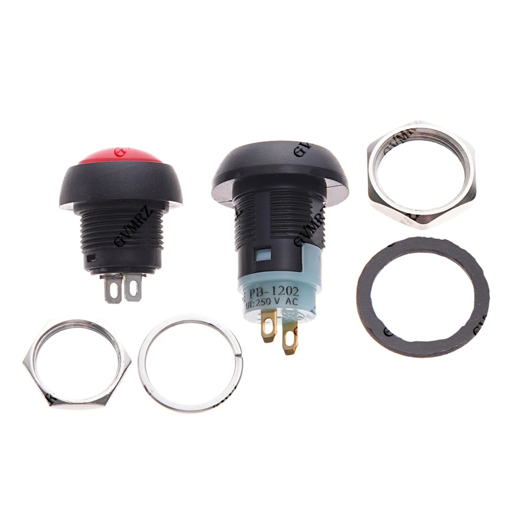 5PCS 화이트 그린 블루 미니 12mm 순간 방수 푸시 버튼 스위치 Horn1A 250V 셀프 리셋 레드 옐로우 블랙 DIY