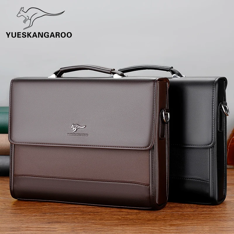 

2024 Black Handbags Pu Leather Men's Tote Briefcase Business Shoulder Bag Brand Laptop Bags Man Organizer for Documents
