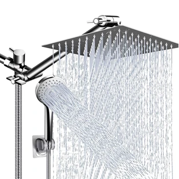 Shower Head Combo 8-12Inch High Pressure Rain Shower Head with Adjustable Extension Arm With 3-way Handheld Shower Spray 1