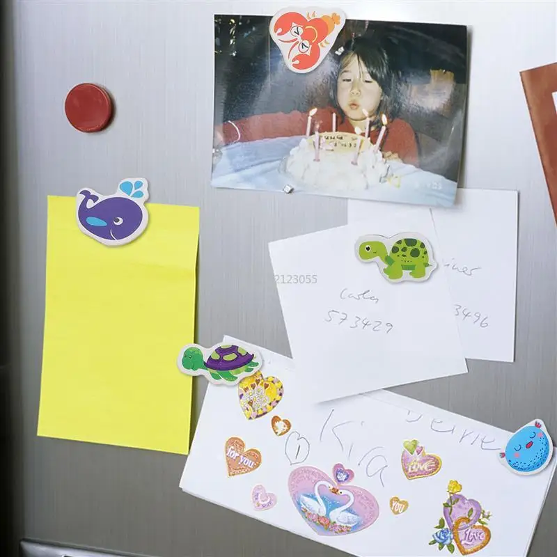 12pcs Colorful 3D Novelty Animals Wooden Cartoon Fridge Magnet Sticker Cartoon Sticker Toy for Kids Diy Office Whiteboard Gadget