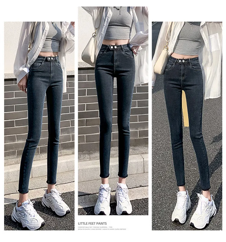 levis jeans Plus Size Jeans Female Denim Pants Womens Skinny Jeans Slim Pants High Waisted Stretch Denim Jeans Blue Retro Washed Trousers miss me jeans