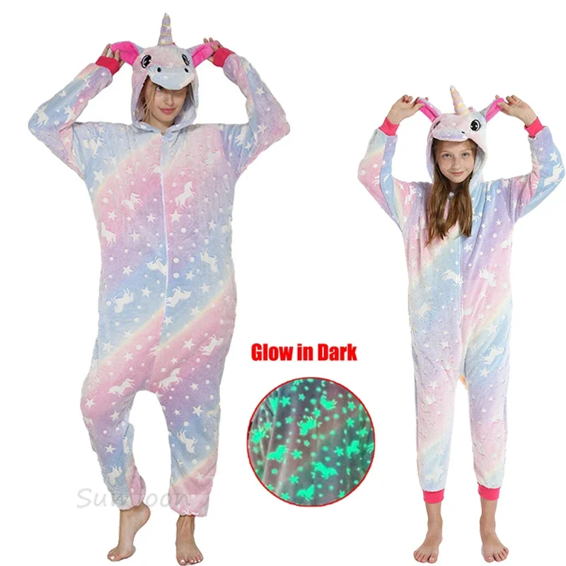 Adults Animal Unicorn Pajamas Winter Sleepwear Kigurumi Panda Rabbit Wolf Pyjamas Women Onesies Anime Costumes Jumpsuit