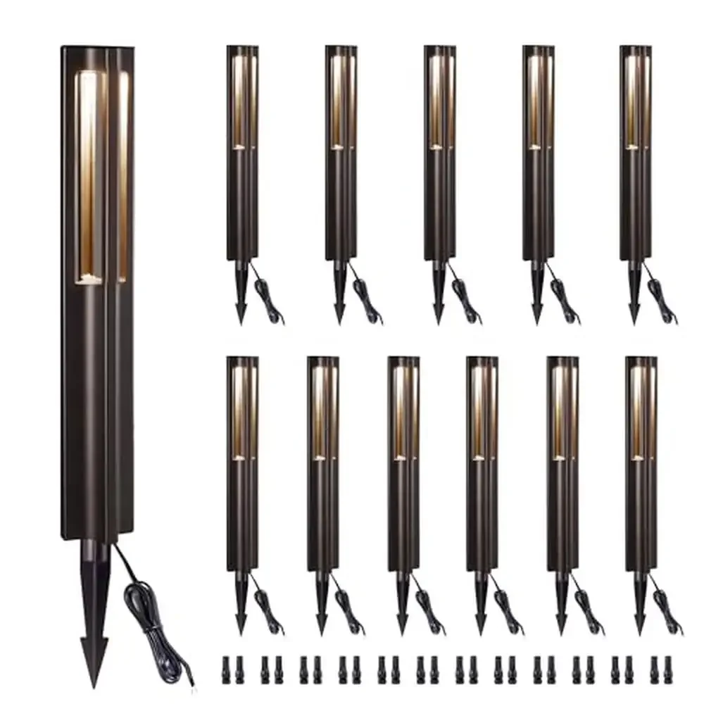 12 Pack LED Landscape Pathway Lights Outdoor Waterproof 3W 110LM ORB Aluminum Garden Yard Low Voltage 12V Path Lights Safe Kids