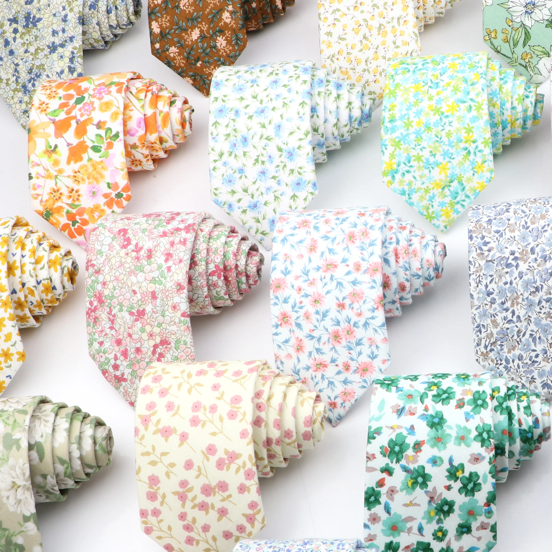 Cotton Floral Tie For Men Women Flower Necktie Skinny Cravat Wedding Party Suit Shirt Collar Accessory neck tie