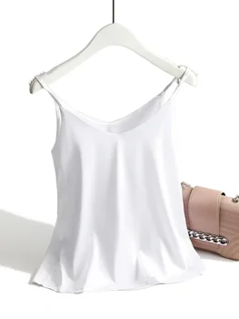 قميص قصير صيفي موديل 2025 سترة ضيقة مثيرة للنساء بدون أكمام ورقبة على شكل حرف v رمادي تي شيرت علوي نسائي سادة أسود/أبيض قطع علوية كورية Y2k