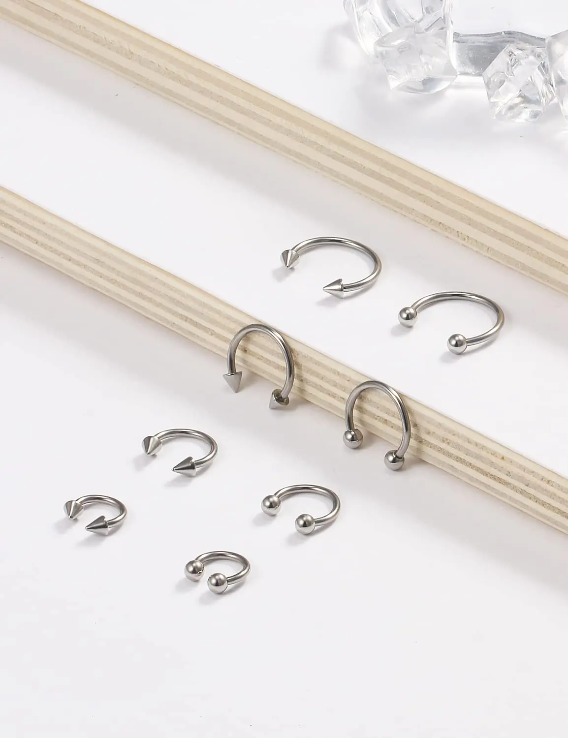 1PCS 16G Surgical Steel Nose Septum Horseshoe Hoop Earring Eyebrow Tragus Lip Piercing Ring Balls Spikes 6-12mm Nose Rings