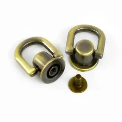 Versatile Metal D - Ring Stud Rivet Buckle for DIY Crafts and Accessories (Brass)