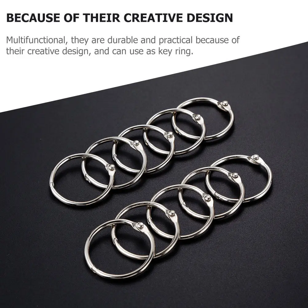 50Pcs 녹슬지 않는 금속 바인더 링 학교 사무실 홈 DIY 프로젝트를위한 강력한 홀드 북 바인더 링 키 링 키 체인 저널