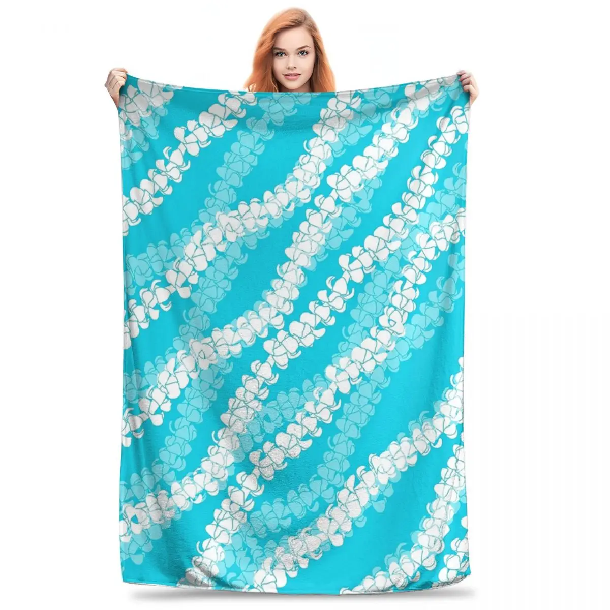 Puakenikeni Single Leis On Turquoise Blanket Flannel Breathable Throw Blankets Sofa For Home Bedroom Throws Bedspread Quilt 2