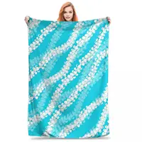 Puakenikeni Single Leis On Turquoise Blanket Flannel Breathable Throw Blankets Sofa For Home Bedroom Throws Bedspread Quilt 2