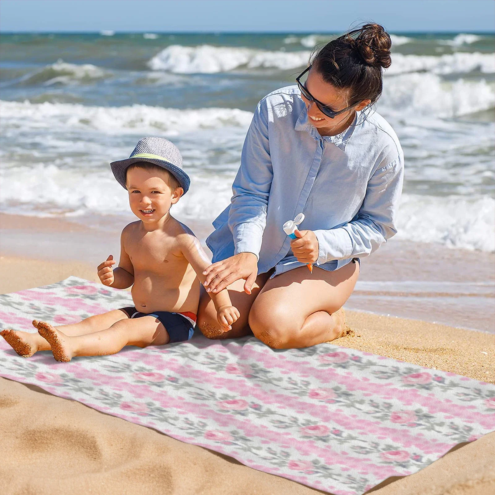 Pink Blooming Heirloom Rose Beach Towels Bath Towel  Inch Water-absorbent For Bathroom Customisable Souvenir Gift 6