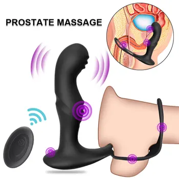 Male Prostate Massage Remote Anal Vibrator 10 Speeds Delay Ejaculation Cock Ring Testis Stimulate Anus Plug Butt Adult Sex Toys 3