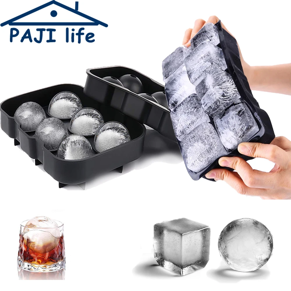 Ice Cube Mold Silicone Ice Cube Trays Ice Ball Maker Large Square Mold BPA Free Whiskey Cocktail Reusable Freezer Container with Lids Drinks ice cube mold