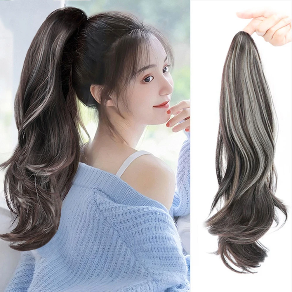 Long Wavy Straight Claw Clip On Ponytail Hair Extension Synthetic Ponytail Extension Hair For Women Pony Tail Hair Hairpiece