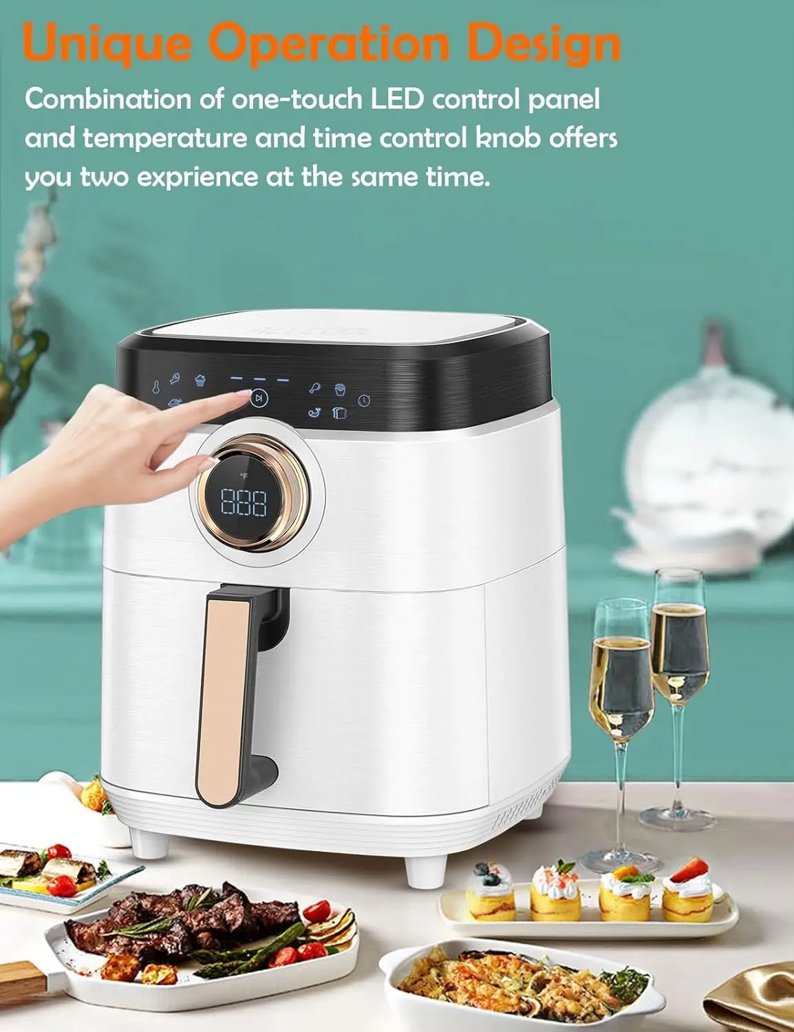 Airfryer Oven 8QT Large 1700W 8-in-1 with Touch Screen Air Fryers Dishwasher Safe Nonstick Basket Freidora de 4