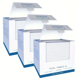 Large 26x30cm Disposable Facial Cleansing Towels - Thick and Gentle for All Skin Types, Unisex, 40 Wipes (3Boxes)