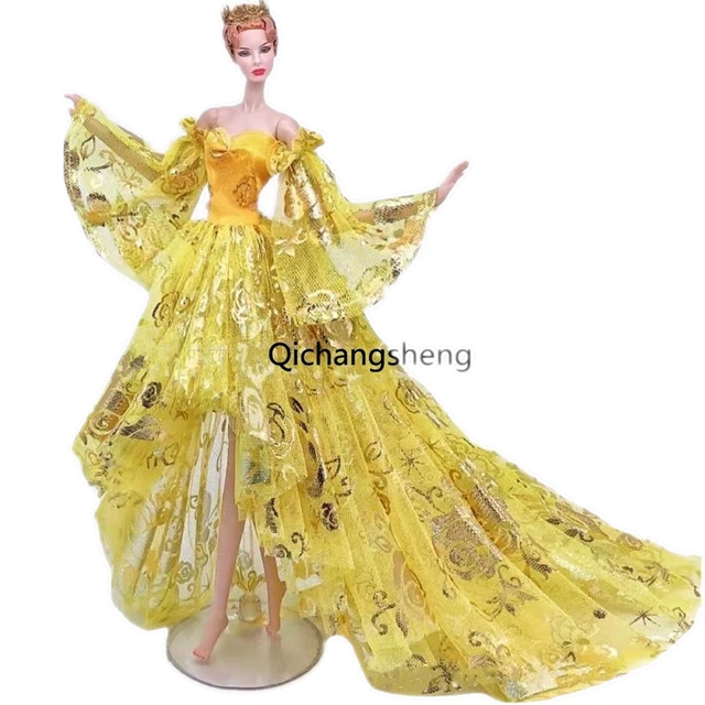 Moda Roupas Roupas de Boneca Para Boneca Barbie Vestido de Festa Amarelo  Top & Floral Midi Saia 1/6 Bonecas Acessórios Brinquedo de Criança -  AliExpress